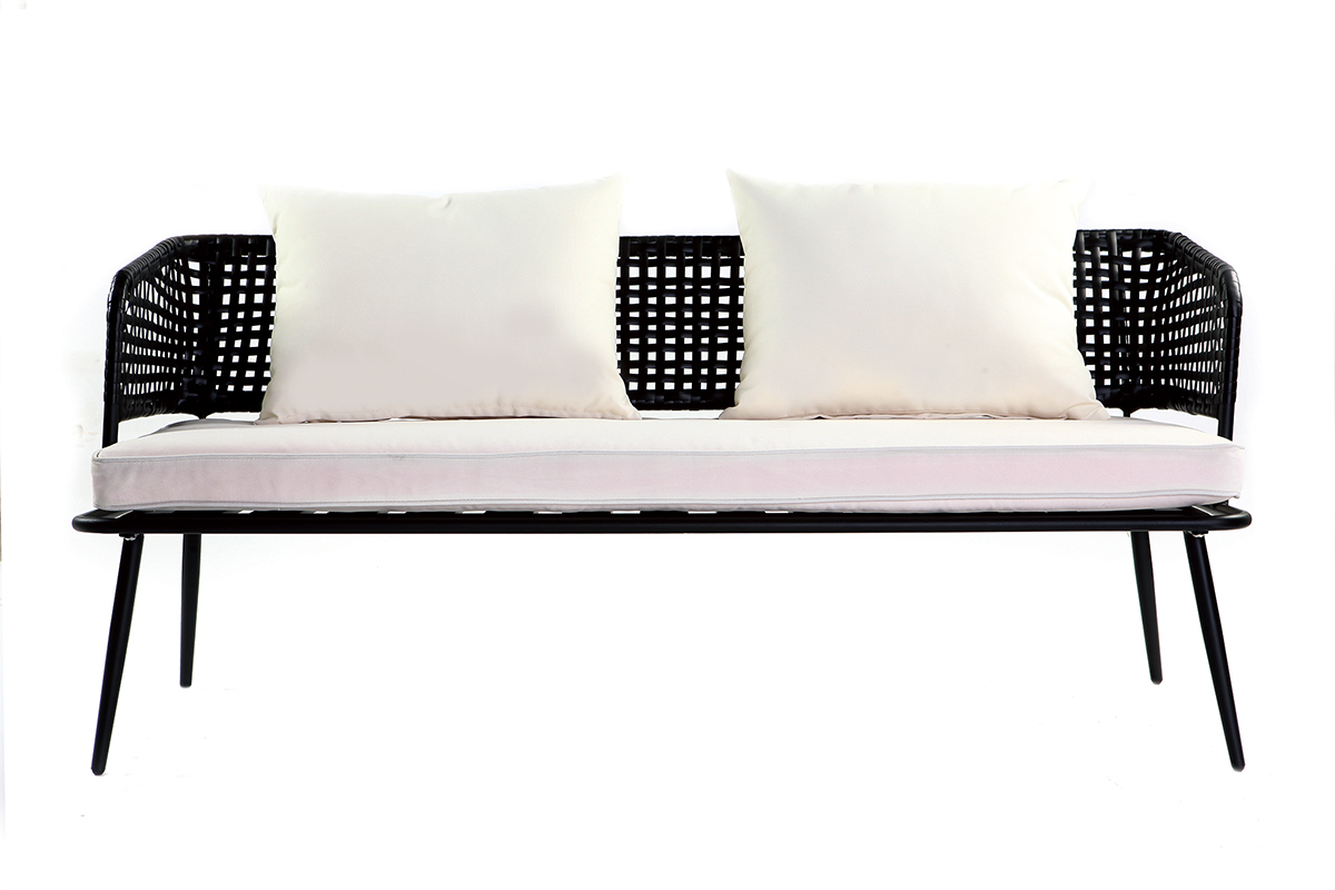 Banc de jardin en fils de rsine noir MONACO