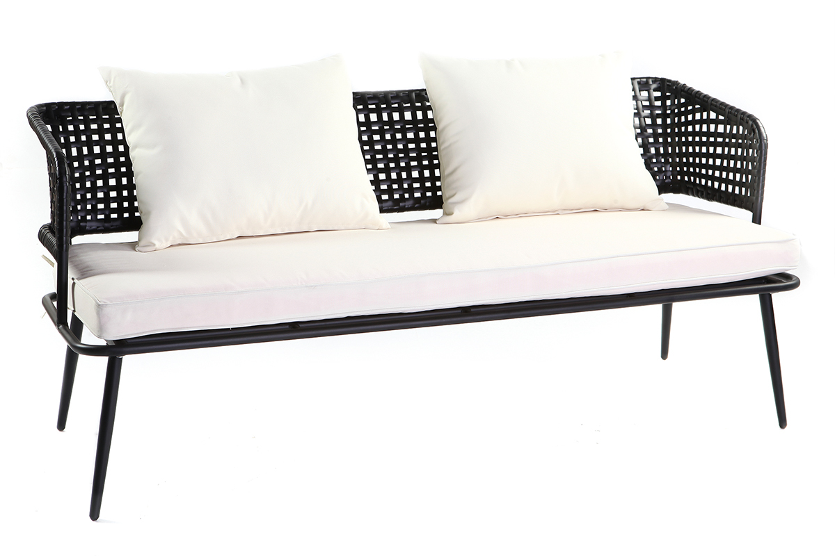 Banc de jardin en fils de rsine noir MONACO