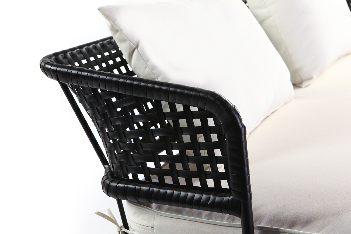Banc de jardin en fils de rsine noir MONACO