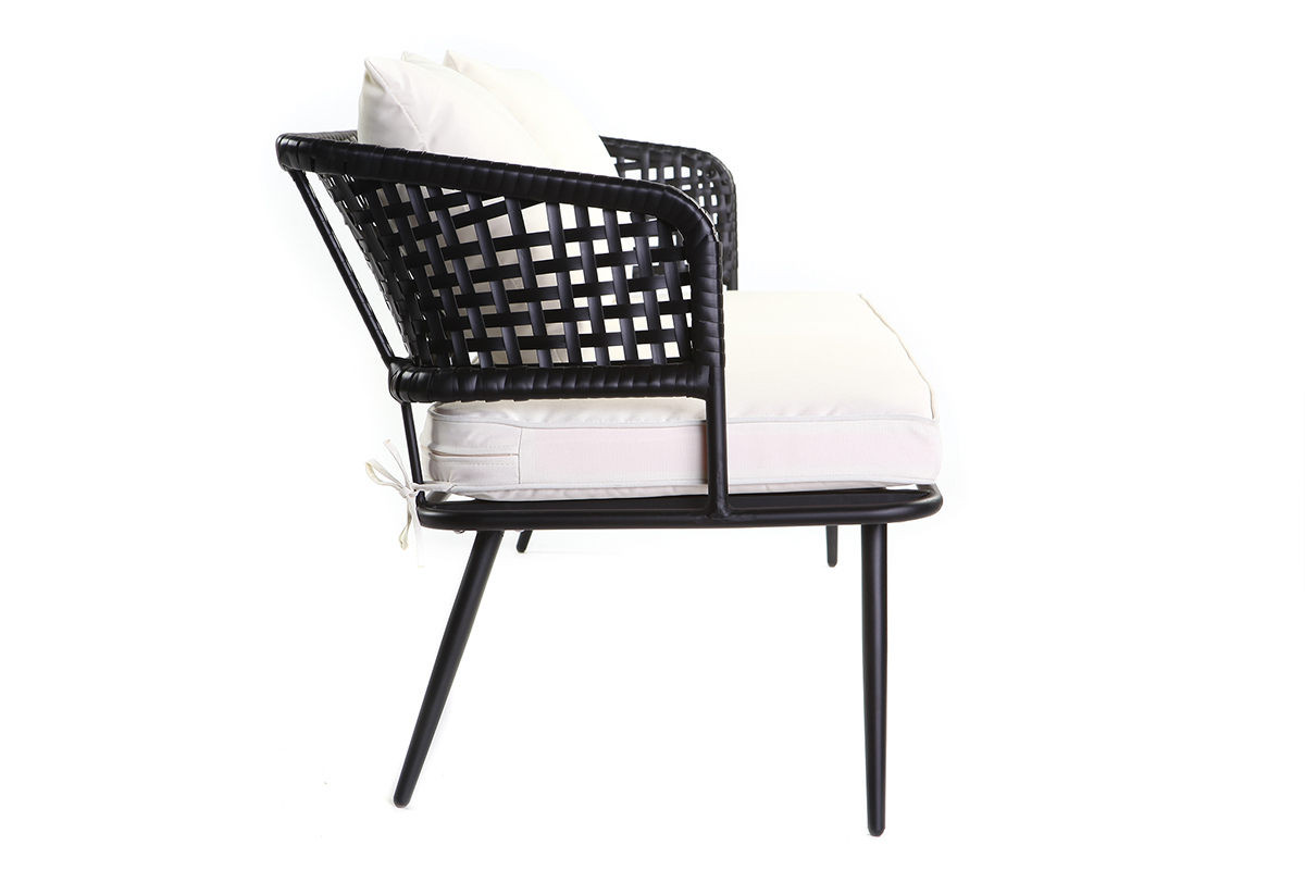 Banc de jardin en fils de rsine noir MONACO