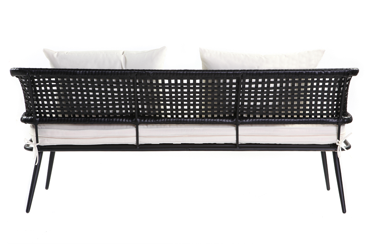 Banc de jardin en fils de rsine noir MONACO