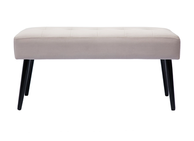 Banc design capitonné en tissu velours taupe et métal noir L96 cm GUESTA