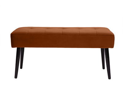 Banc design capitonné en velours terre brûlée et métal noir L95 cm GUESTA