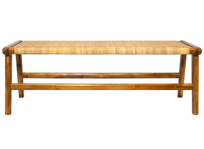 Banc ethnique en bois teck massif et cannage rotin L120 GAWA