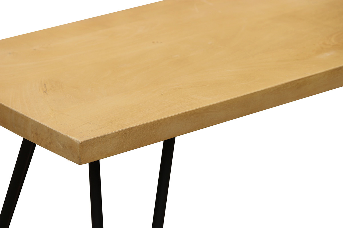 Banc industriel en bois manguier massif et mtal noir L130 cm VIBES