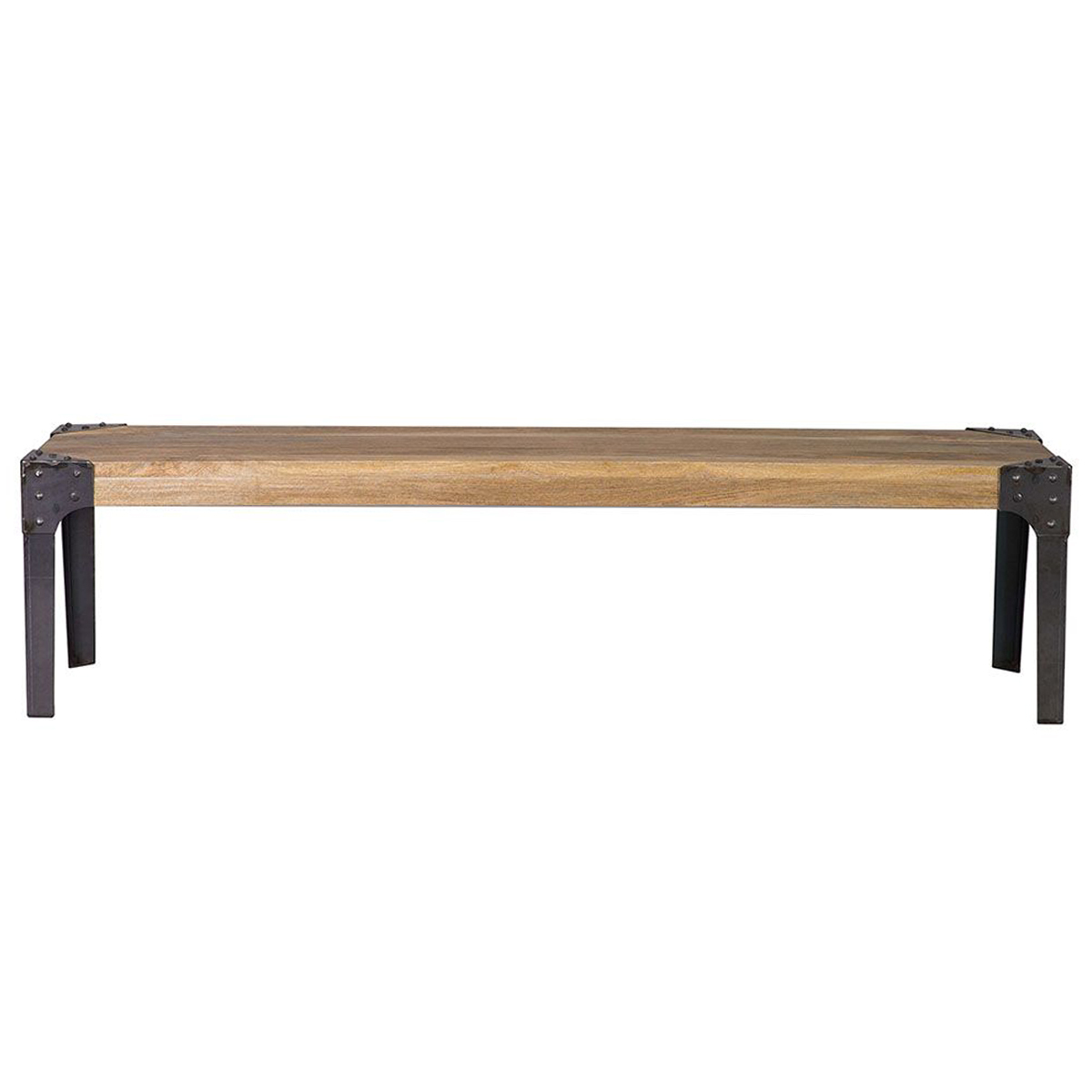 Banc industriel en bois manguier massif et métal noir L180 cm MADISON Banc industriel en bois manguier massif et métal noir L180 cm MADISON