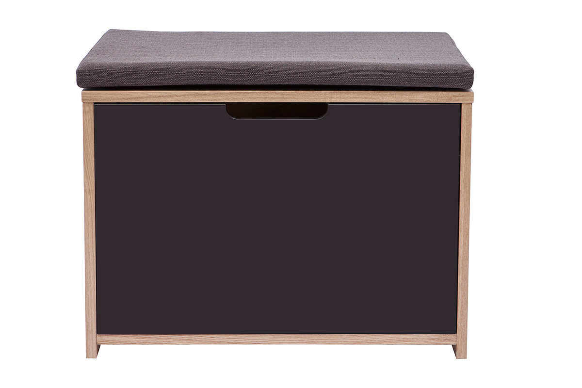 Banc liti�re design pour chat gris fonc� et bois L66 cm BERLIOZ