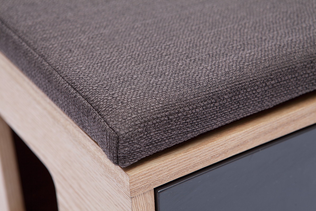 Banc liti�re design pour chat gris fonc� et bois L66 cm BERLIOZ