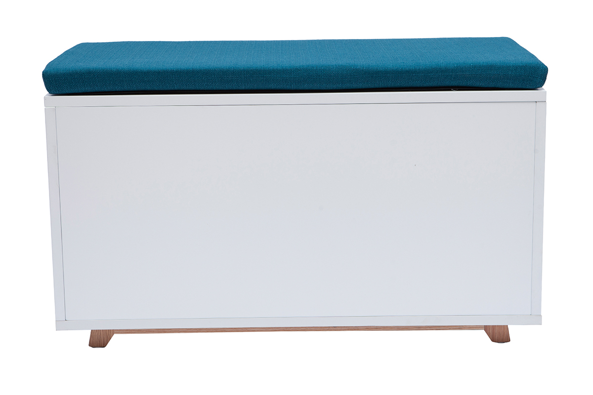 Banc litir�re design pour chat bois clair et bleu canard L91 cm O'MALLEY