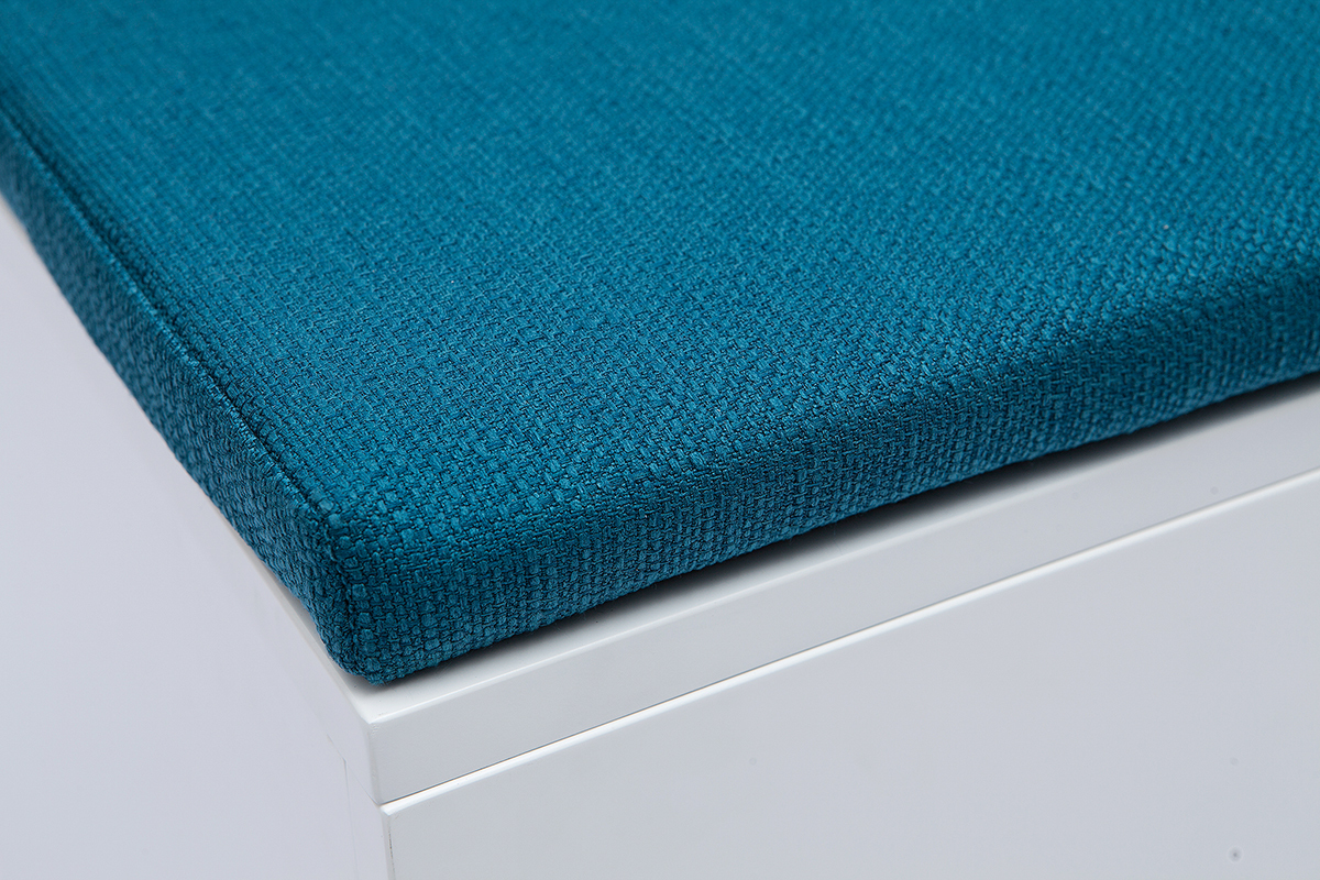 Banc litir�re design pour chat bois clair et bleu canard L91 cm O'MALLEY