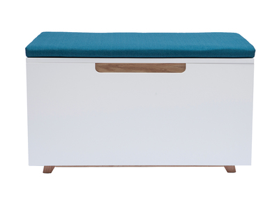 Banc maison de toilette pour chat bois clair et bleu canard O'MALLEY