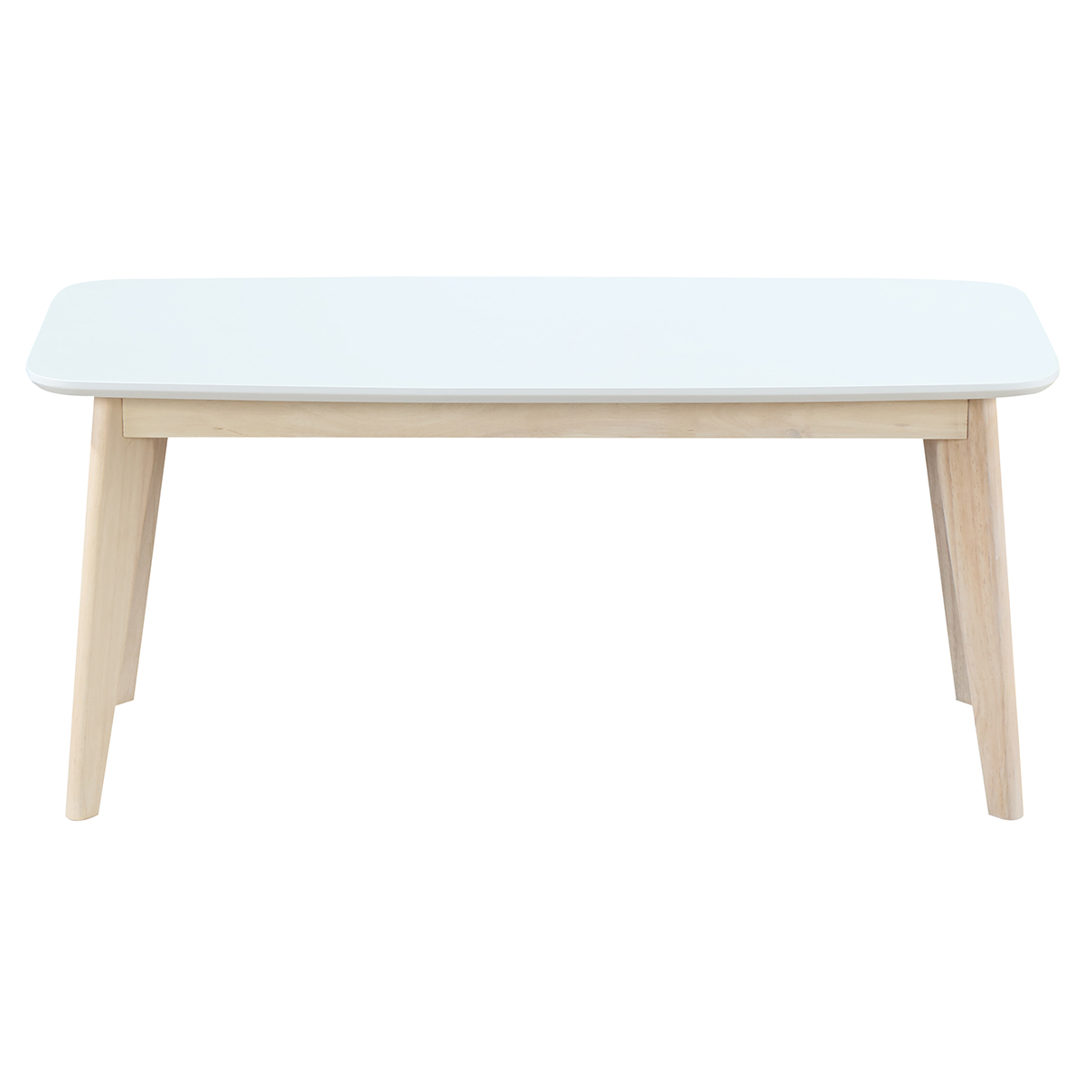 Banc scandinave blanc et bois clair L100 cm LEENA Banc scandinave blanc et bois clair L100 cm LEENA
