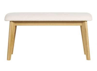 Banc scandinave en tissu effet laine bouclée blanc et bois clair L92 cm ELION