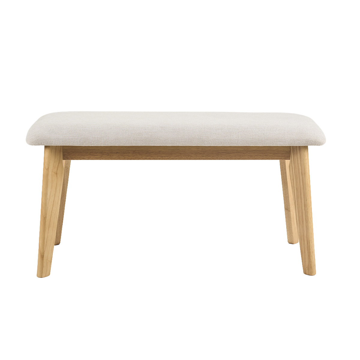 Banc scandinave en tissu effet velours texturé beige et bois clair L92 cm ELION Banc scandinave en tissu effet velours texturé beige et bois clair L92 cm ELION