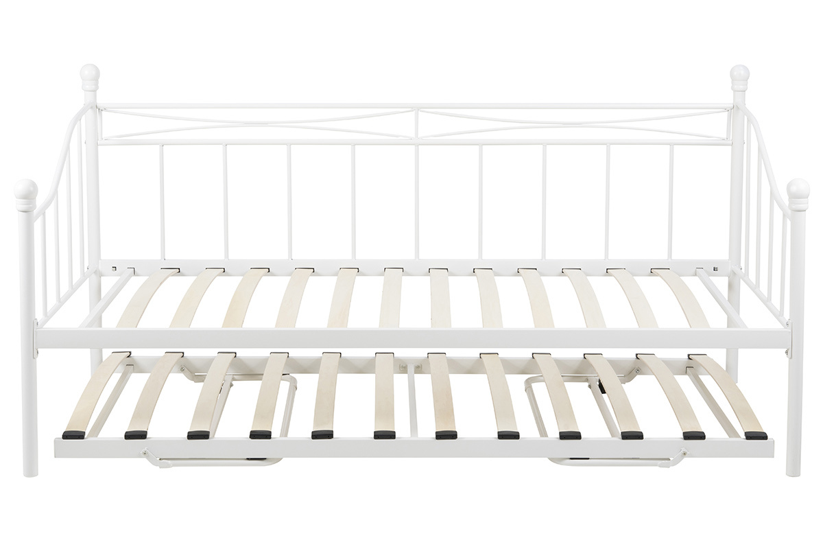 Banquette-lit gigogne enfant en m�tal blanc JULIETTE