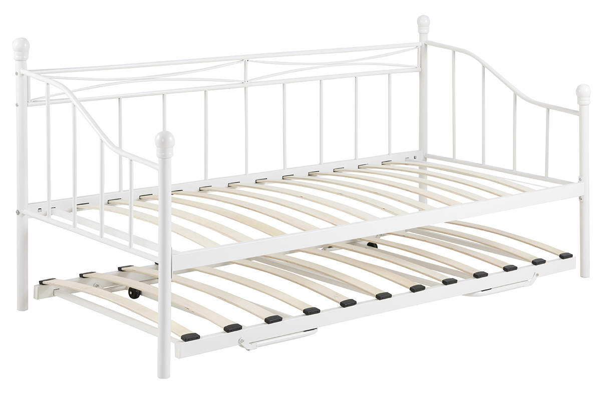 Banquette-lit gigogne enfant en m�tal blanc JULIETTE