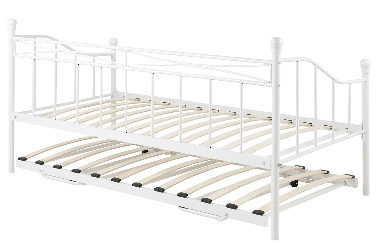 Banquette-lit gigogne enfant en m�tal blanc JULIETTE