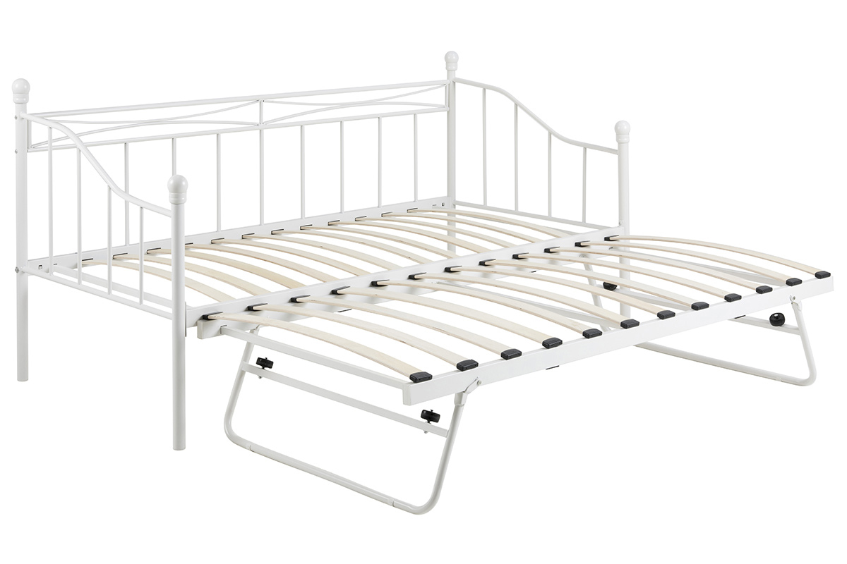 Banquette-lit gigogne enfant en m�tal blanc JULIETTE