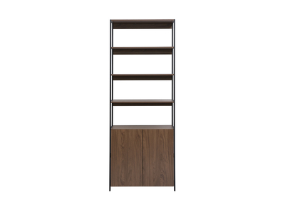 Bibliothèque avec rangements finition bois foncé noyer et métal noir L80 cm MAXENCE