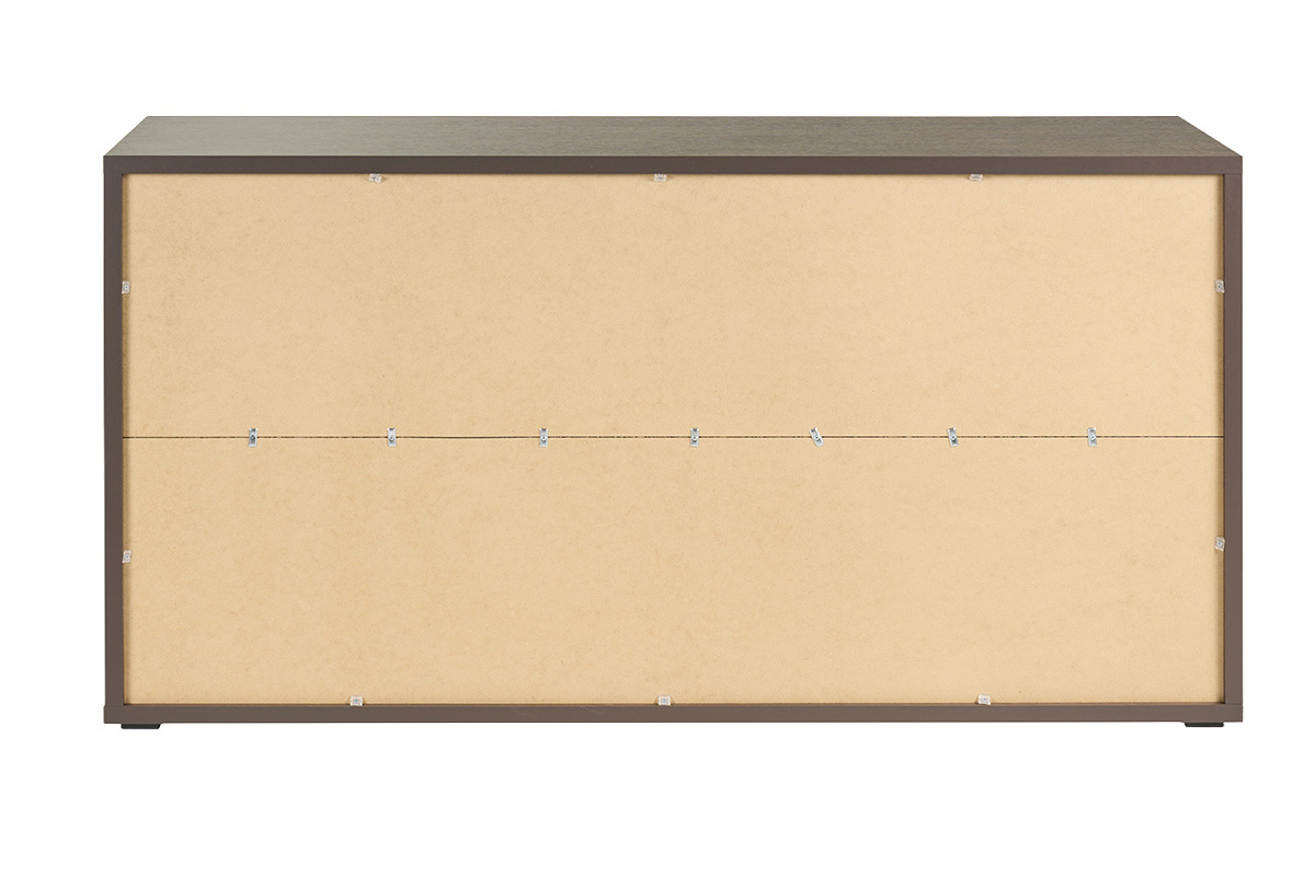 Dos de la biblioth�que basse EPURE en bois fonc� noyer, vue de dos.