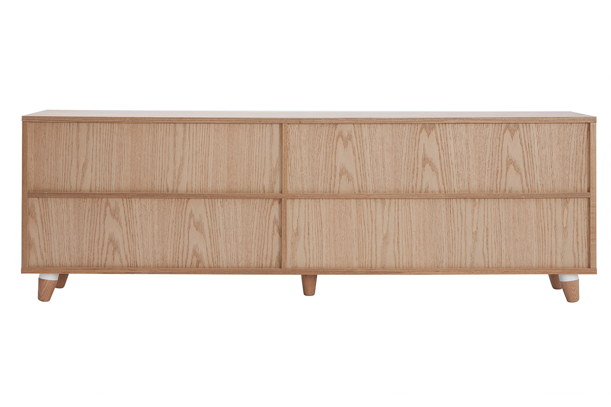 Biblioth�que basse modulable blanc et ch�ne JAZZ