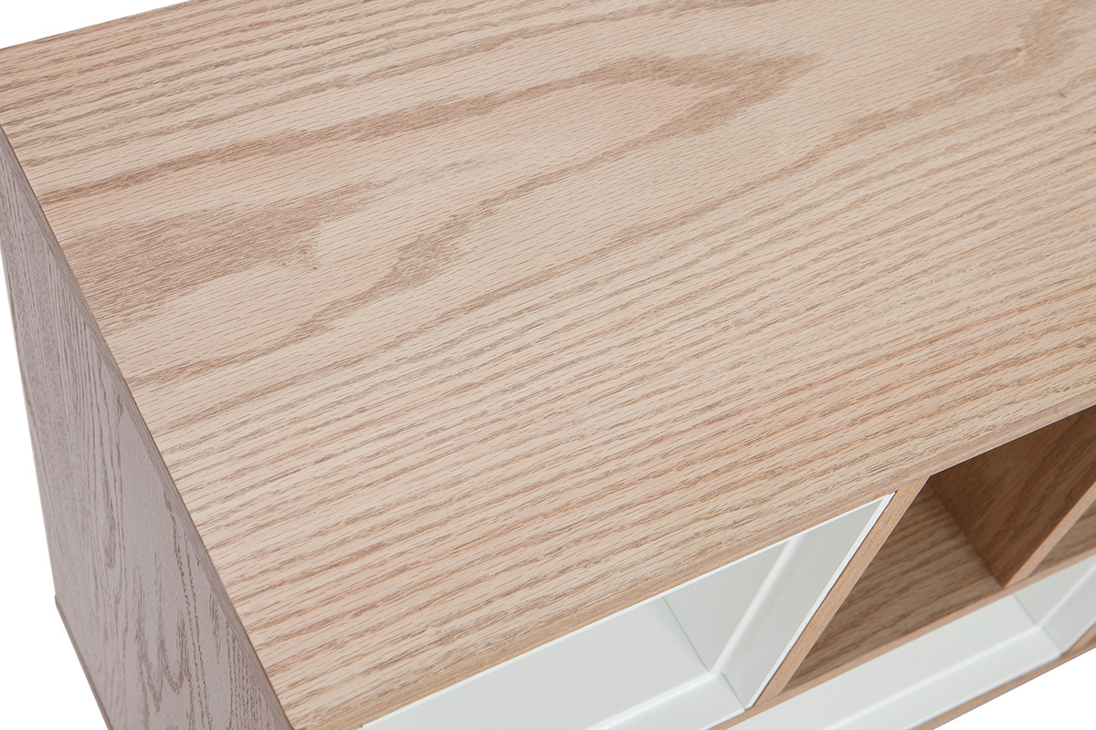 Biblioth�que basse modulable blanc et ch�ne JAZZ