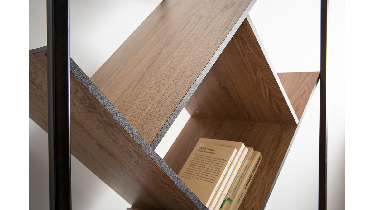 Bibliothèque design bois et métal noir TAULA