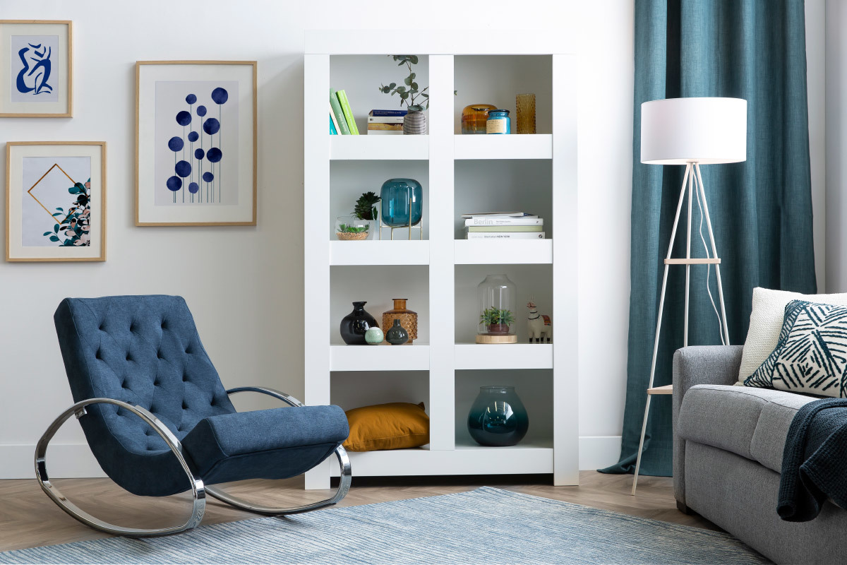 Bibliothque design laque blanc mat TINO