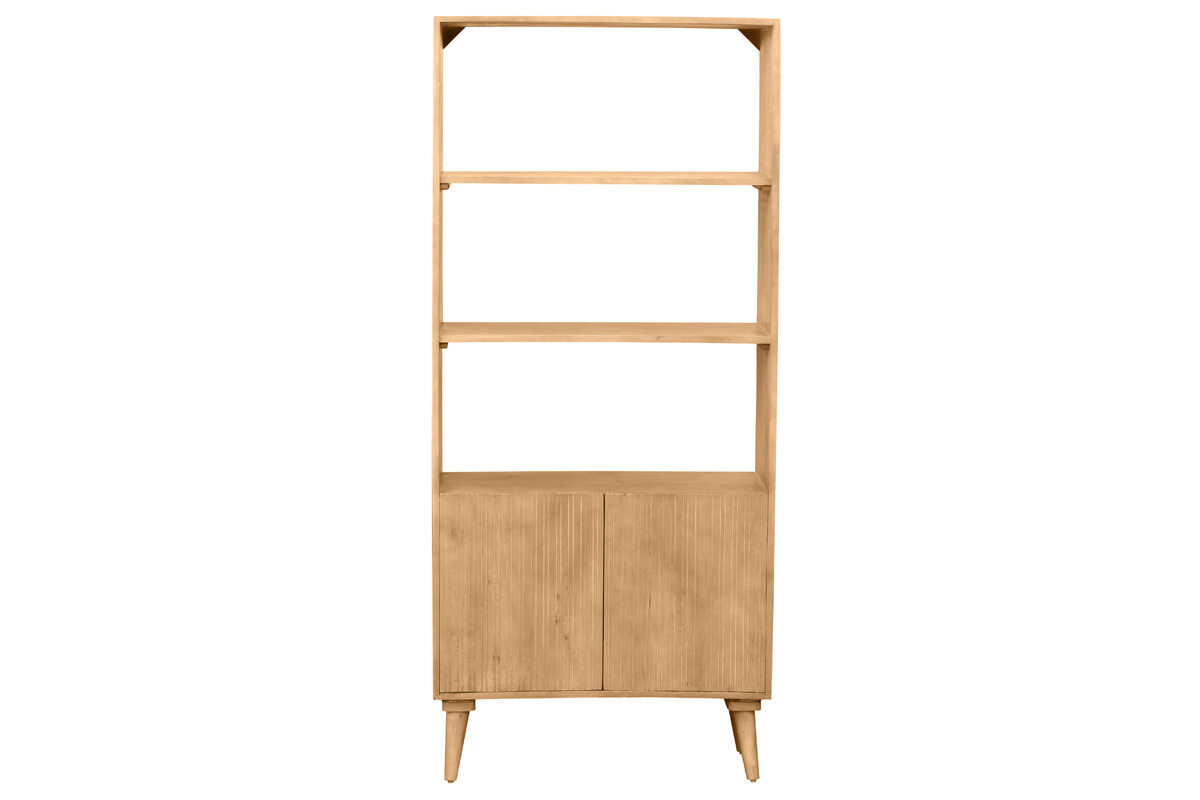Biblioth�que en bois manguier massif grav� L80 cm RUBIA