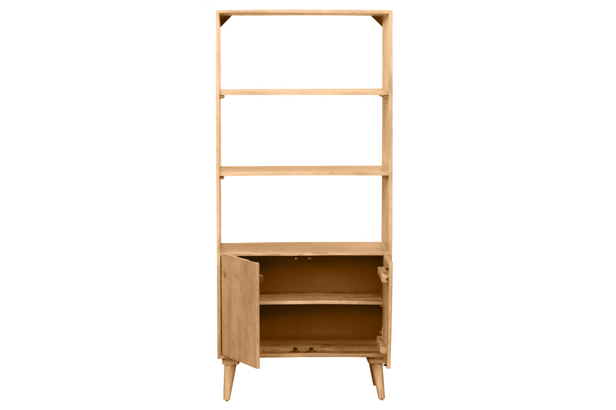 Biblioth�que en bois manguier massif grav� L80 cm RUBIA