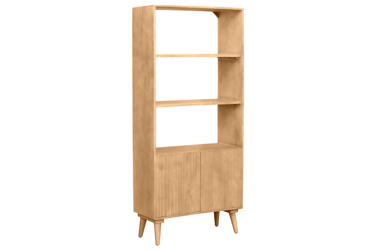 Biblioth�que en bois manguier massif grav� L80 cm RUBIA