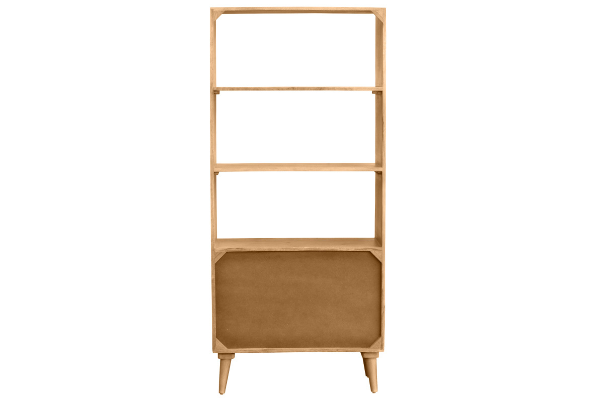Biblioth�que en bois manguier massif grav� L80 cm RUBIA