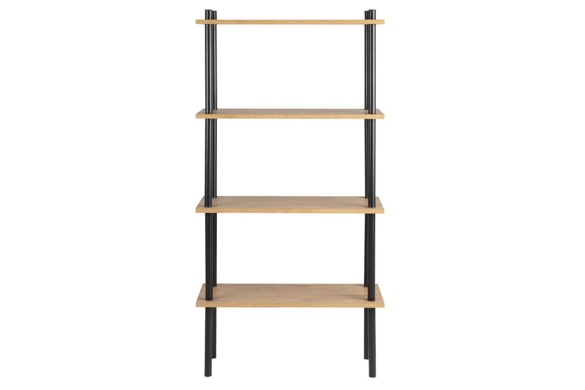 Biblioth�que en m�tal noir et bois clair STAIR