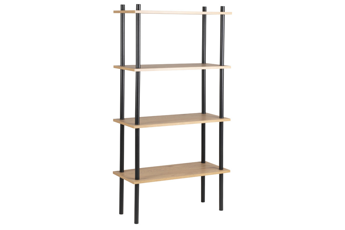 Biblioth�que en m�tal noir et bois clair STAIR