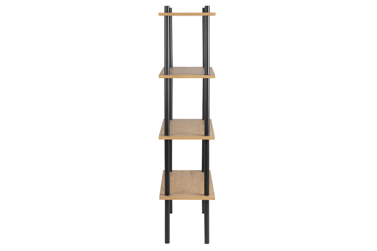 Biblioth�que en m�tal noir et bois clair STAIR