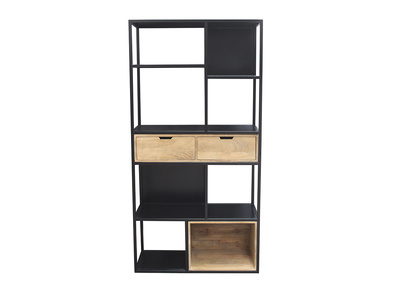 Bibliothèque en métal noir et bois manguier massif L90 cm JAIPUR