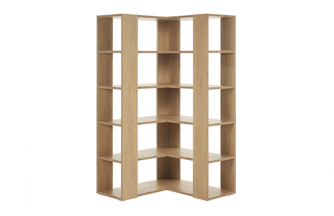 Bibliothèque D'angle MD - Finition Merisier - 240x245 Cm, 16 étagères - Occasion Bon état