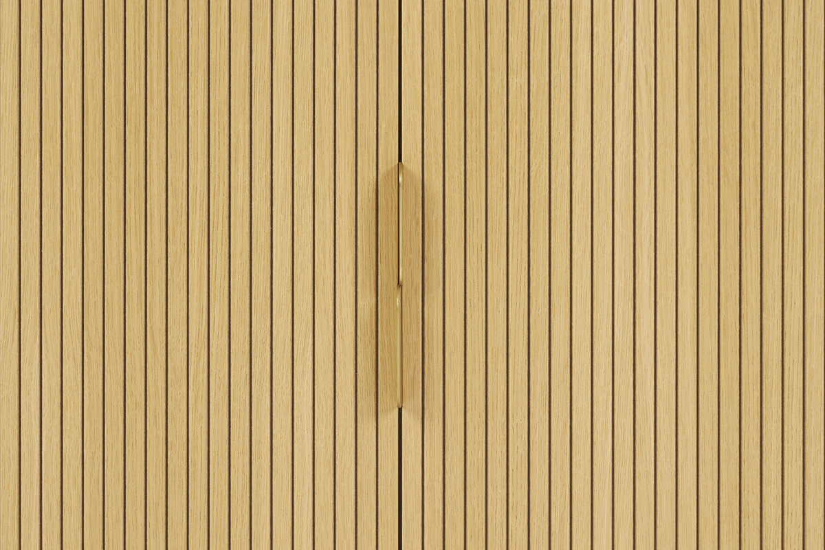 Bibliothque finition bois clair chne avec rangement 2 portes coulissantes L90 cm EPIC