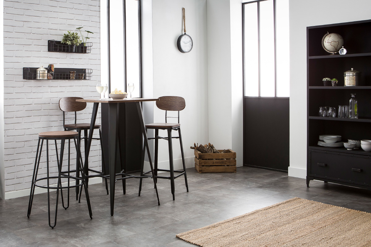 Biblioth�que industrielle m�tal noir FACTORY