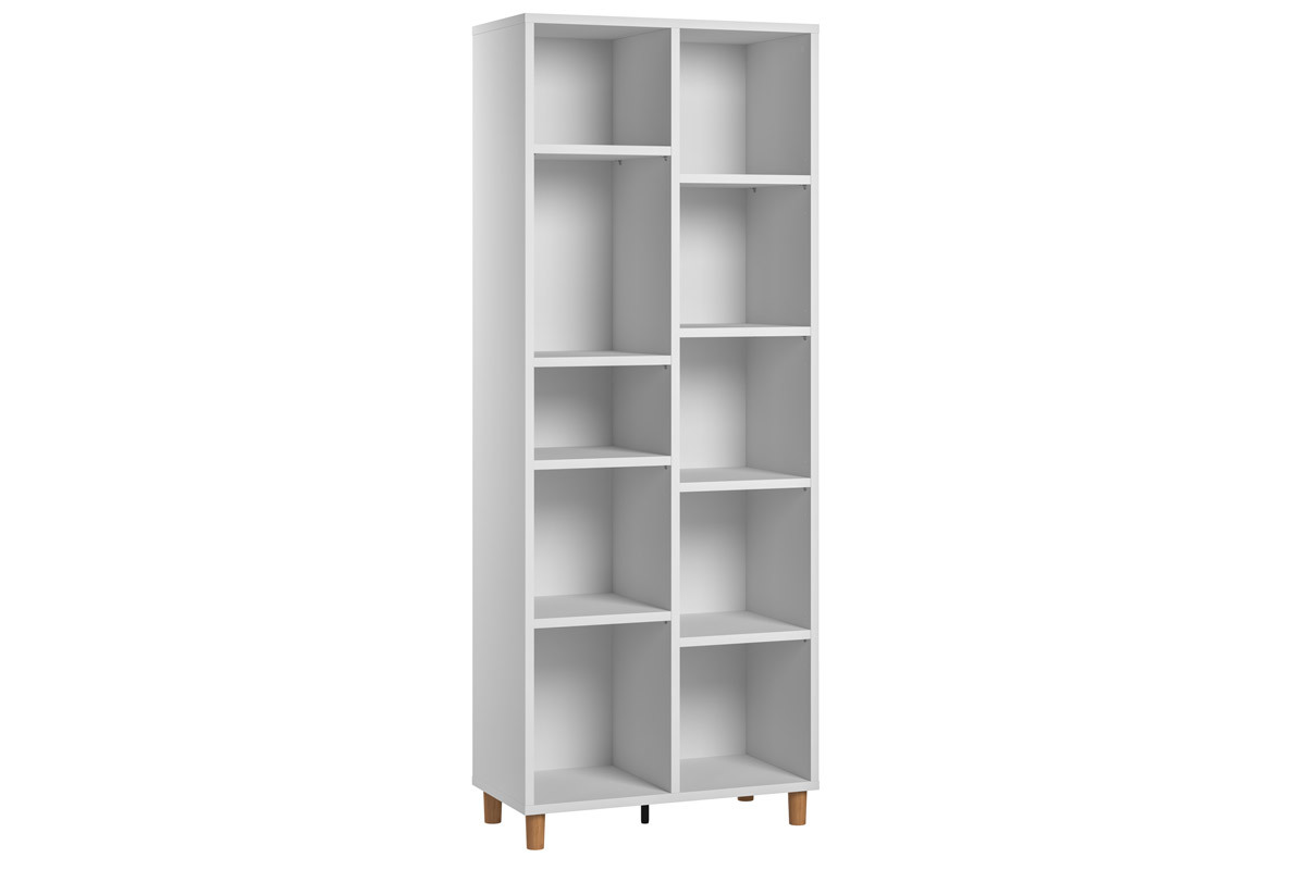 Biblioth�que scandinave blanc et bois L76 cm JIM