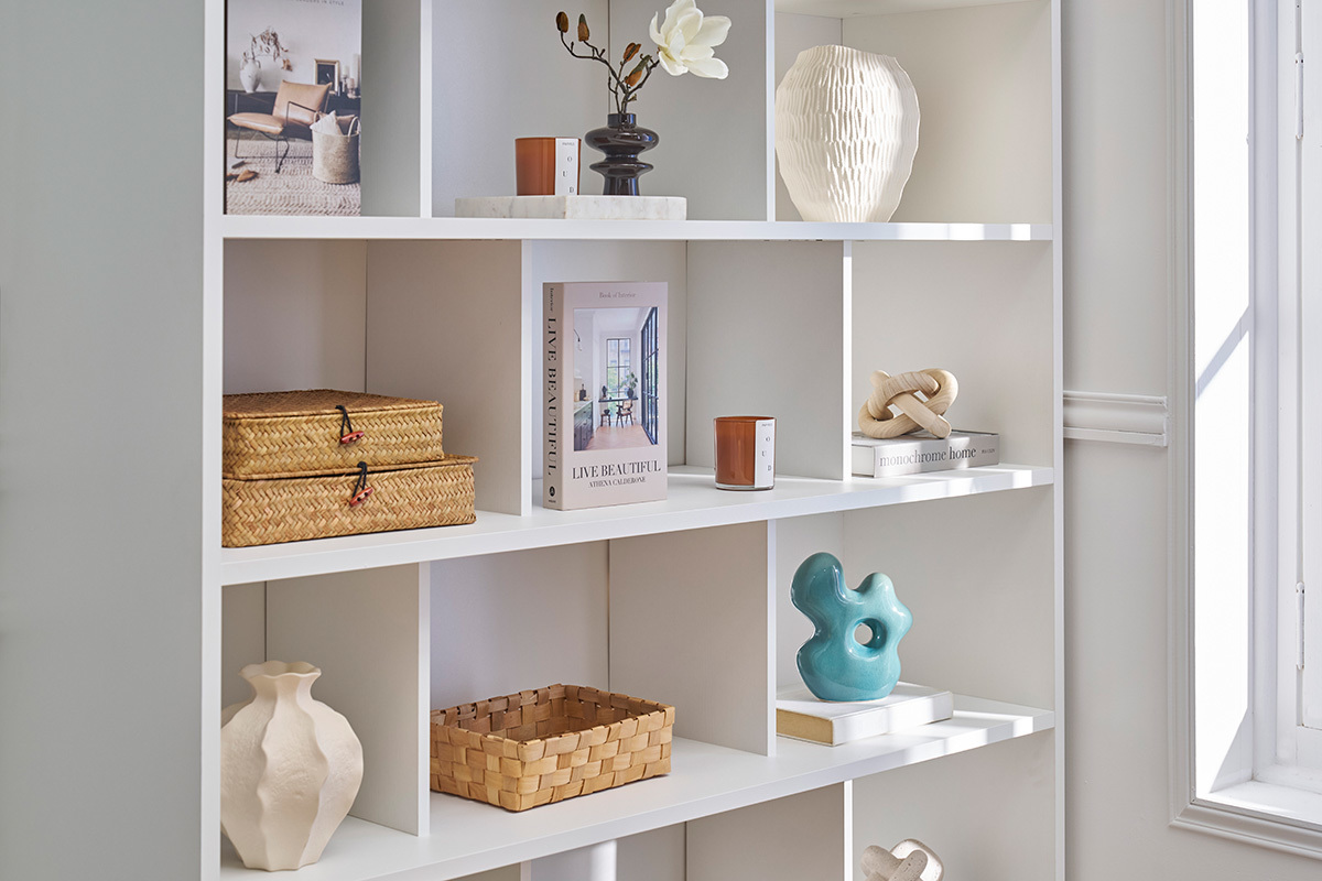 Bibliothque scandinave blanc mat L140 cm EPURE