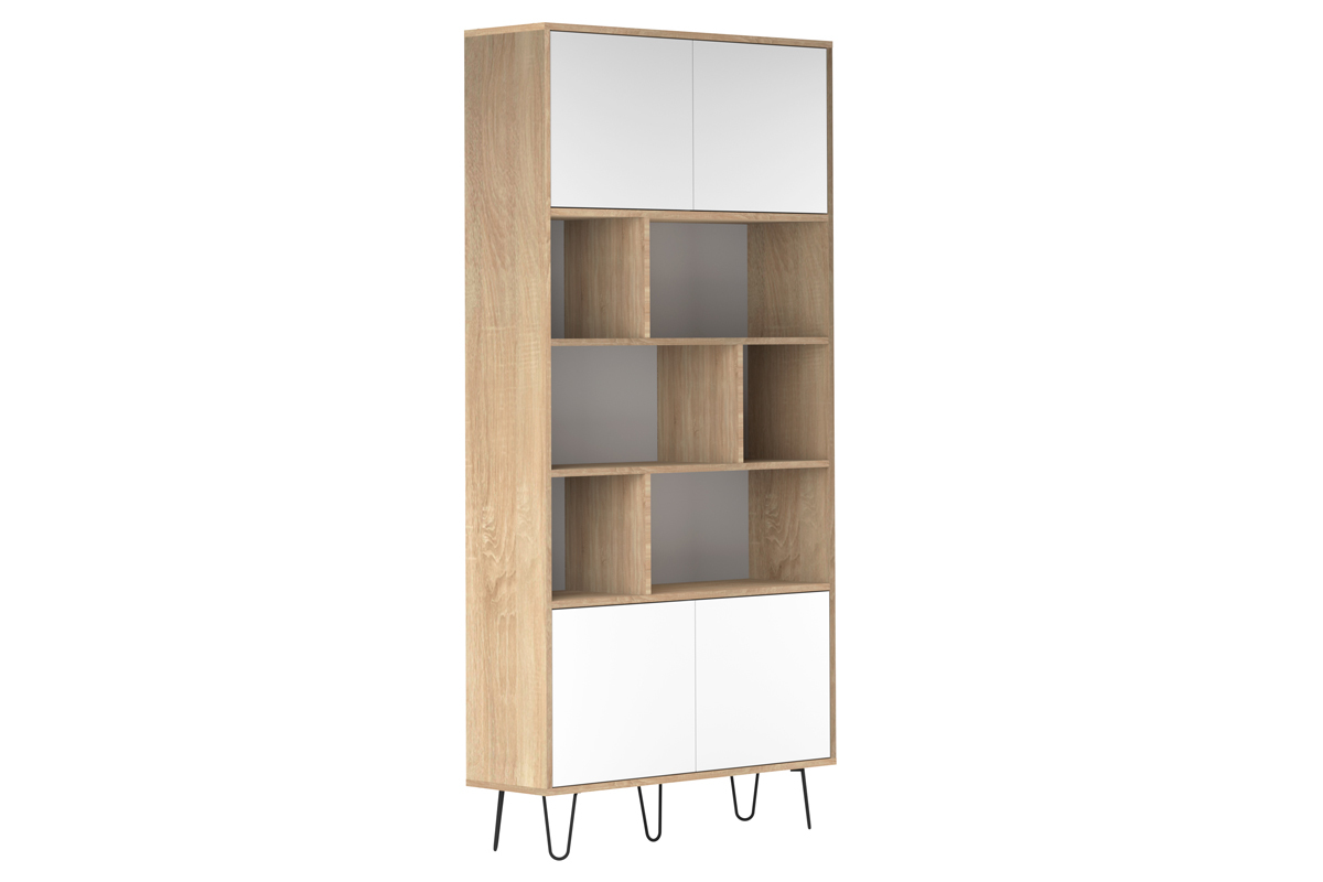 Biblioth�que scandinave bois et blanc LUMY