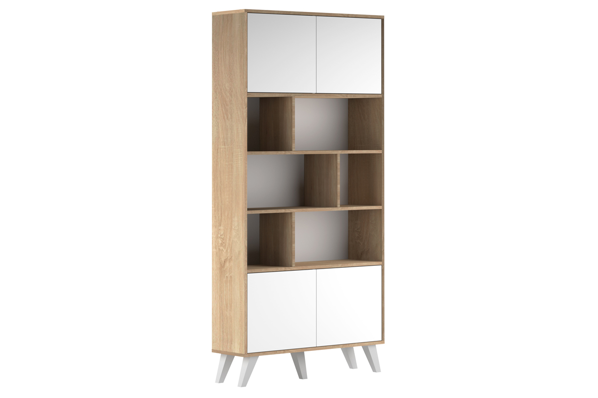 Biblioth�que scandinave bois et blanc ORIGAMI