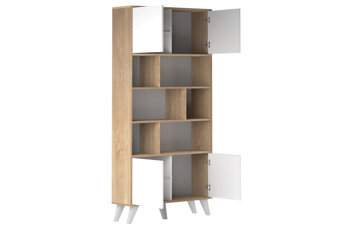 Biblioth�que scandinave bois et blanc ORIGAMI