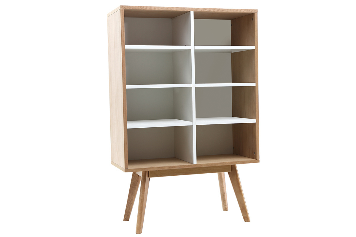 Biblioth�que scandinave ch�ne et blanc HELIA