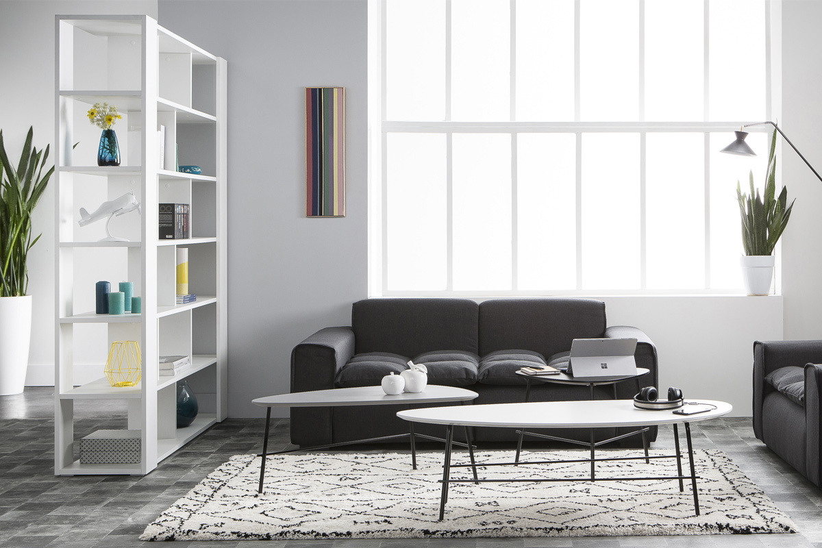 Bibliothque sparatrice d'espace design noire L168 cm MUSSO