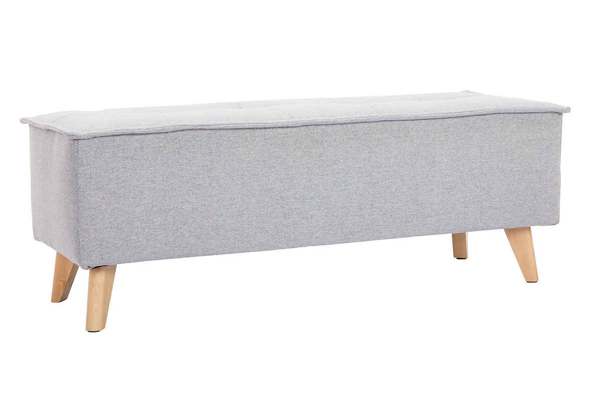 Bout de lit tissu gris clair SUKA