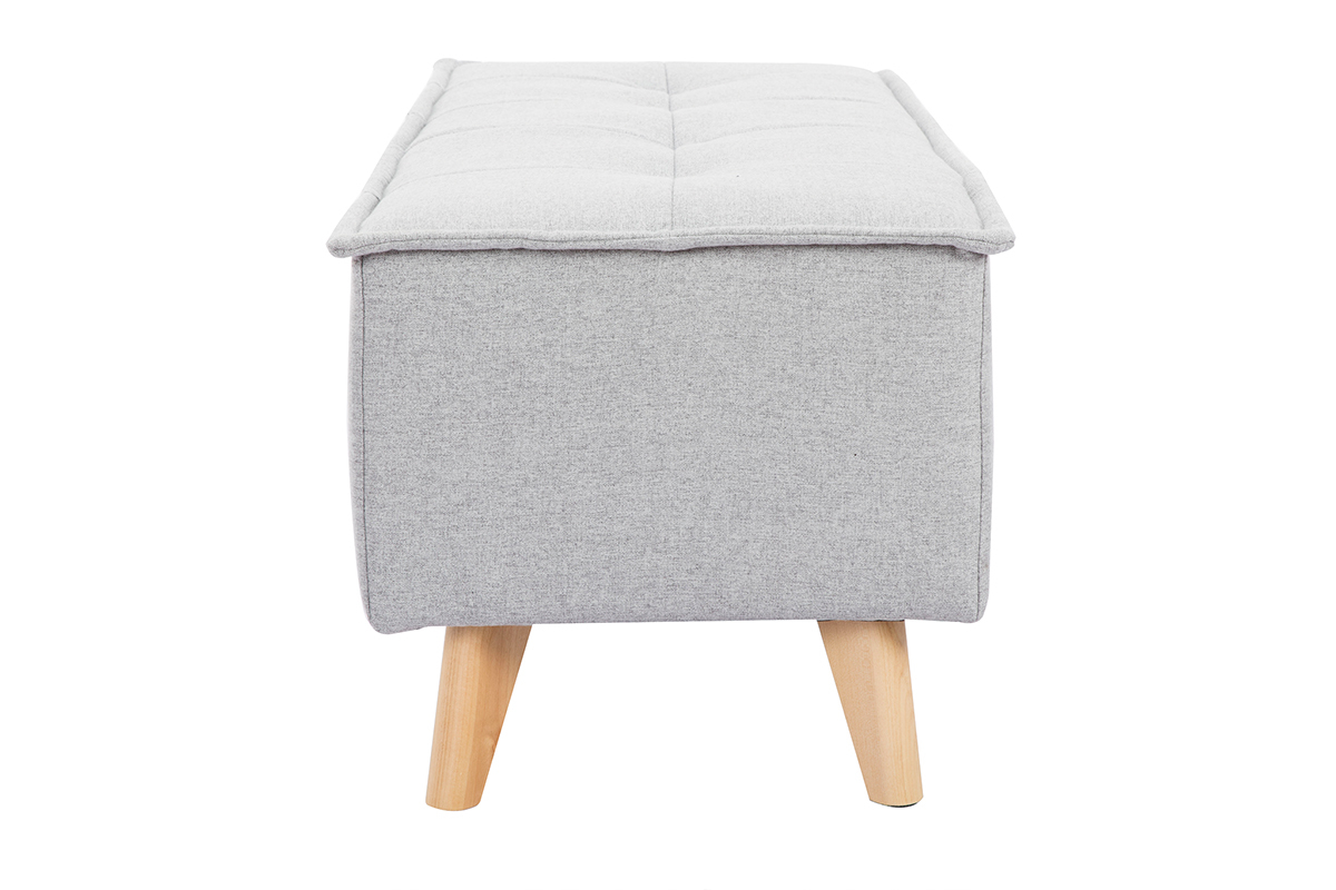 Bout de lit tissu gris clair SUKA