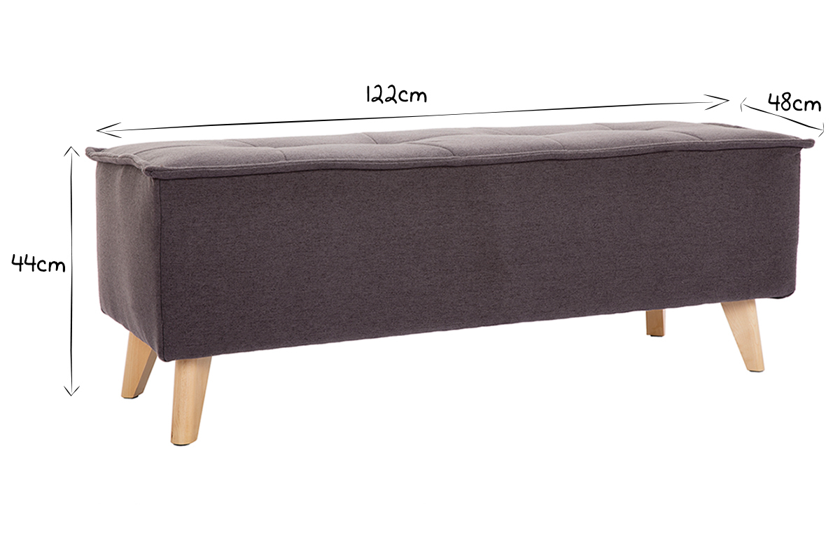 Bout de lit tissu gris fonc SUKA