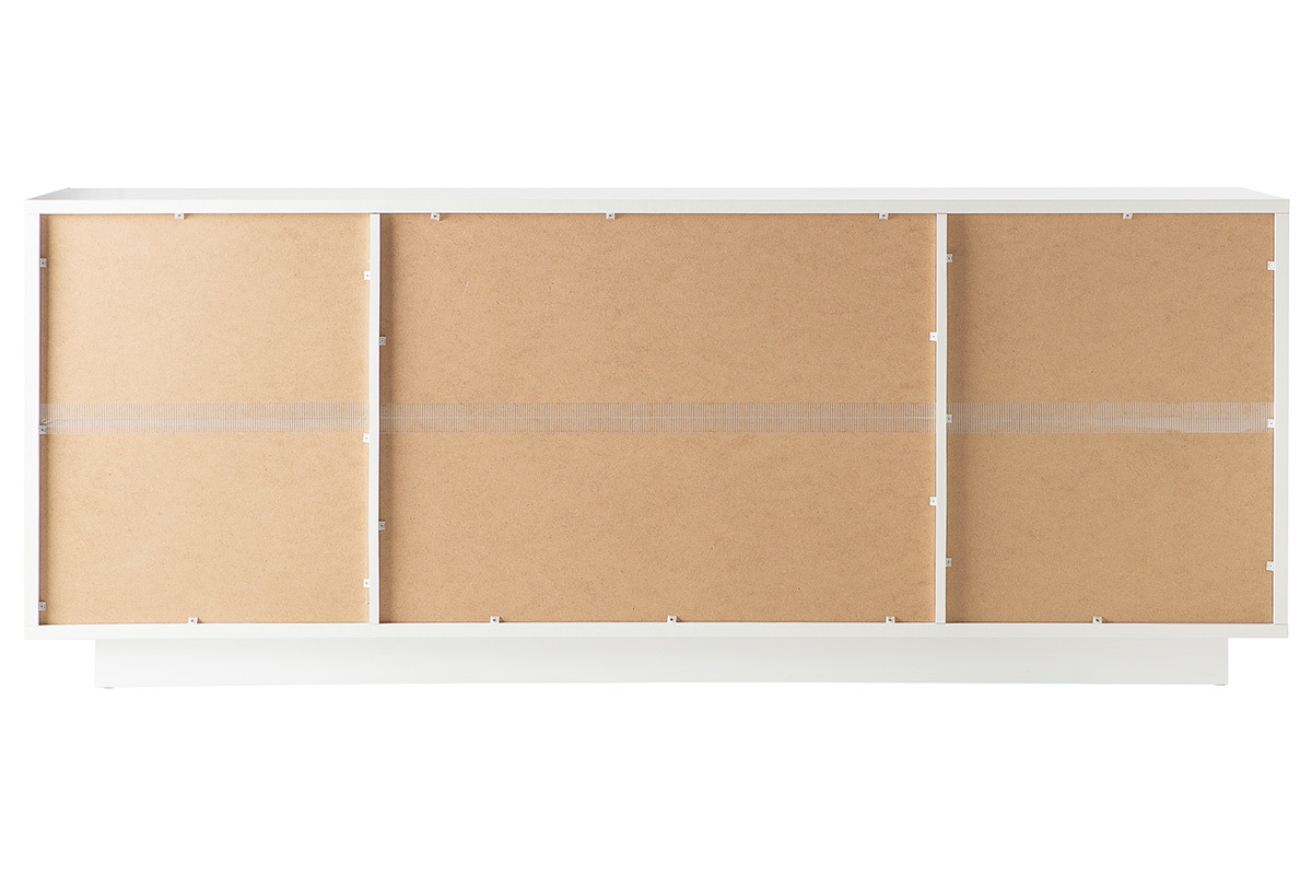 Buffet 4 portes design blanc et dcor bois clair LAND